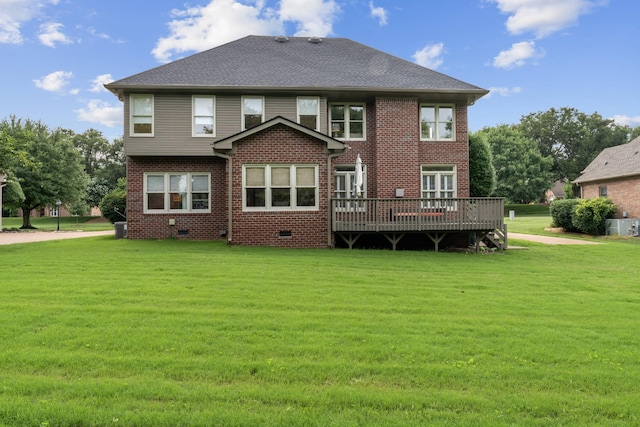4016 Brandywine Pointe Blvd, Old Hickory, TN 37138 - back of house featuring brick siding, a wooden deck, and a yard