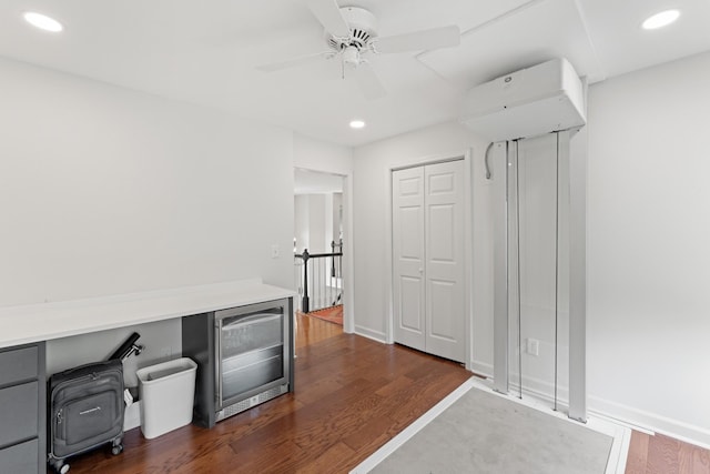 4016 Brandywine Pointe Blvd, Old Hickory, TN 37138 - unfurnished office with beverage cooler, a ceiling fan, dark wood-style floors, and recessed lighting