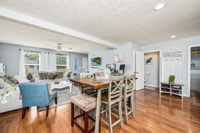 258 Green Meadow Dr, Smithville, TN 37166 - dining area featuring wood finished floors, a textured ceiling, ceiling fan, and recessed lighting