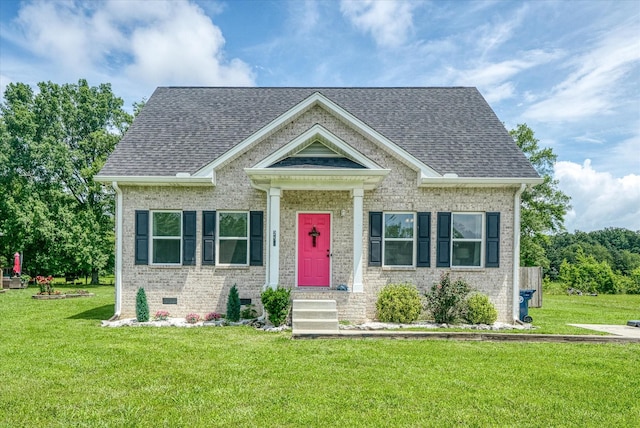 258 Green Meadow Dr, Smithville, TN 37166 - view of front facade featuring brick siding, a front yard, and roof with shingles