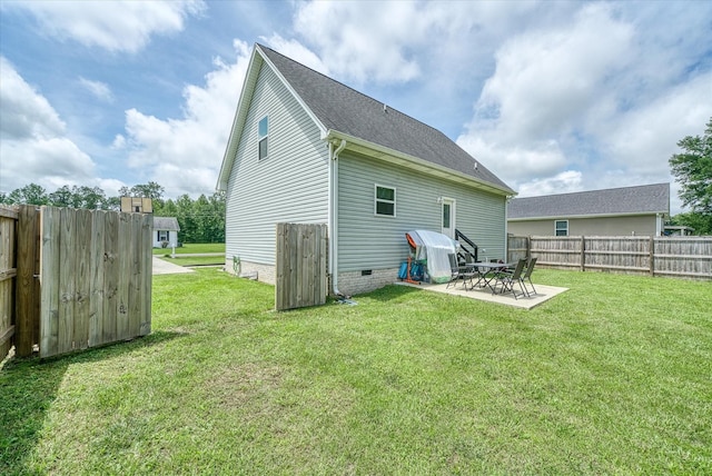 258 Green Meadow Dr, Smithville, TN 37166 - rear view of property with crawl space, a patio, and a shingled roof