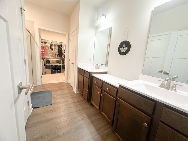 101 Percheron Pl, Smyrna, TN 37167 - full bath featuring a shower stall, wood finished floors, vanity, and a walk in closet