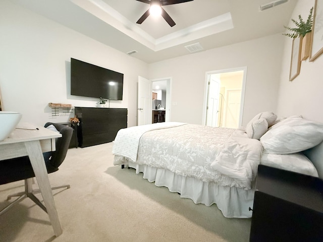 101 Percheron Pl, Smyrna, TN 37167 - carpeted bedroom featuring a raised ceiling and a ceiling fan
