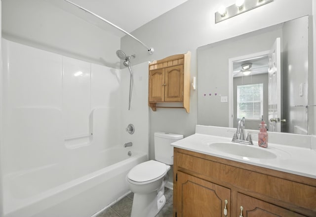 1812 Carneal Ln, Oak Grove, KY 42262 - bathroom with vanity, shower / tub combination, tile patterned flooring, and ceiling fan