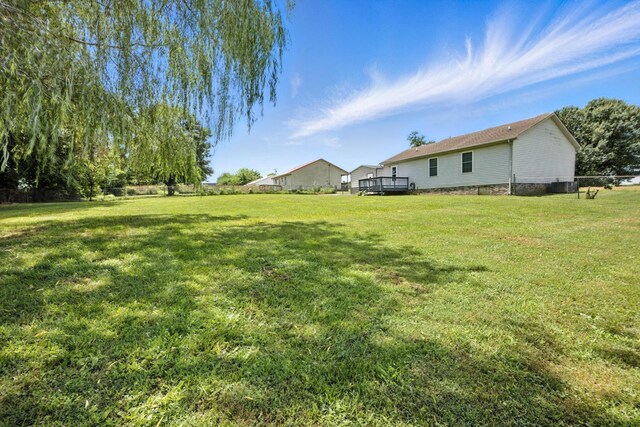 1812 Carneal Ln, Oak Grove, KY 42262 - view of green lawn featuring a wooden deck