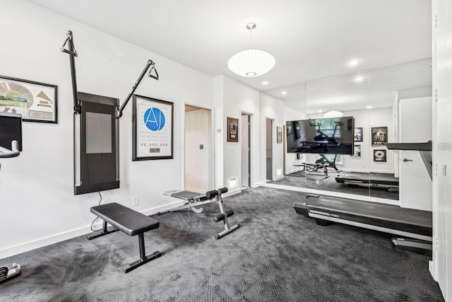 1091 Lynnwood Blvd, Nashville, TN 37215 - workout room with baseboards and recessed lighting