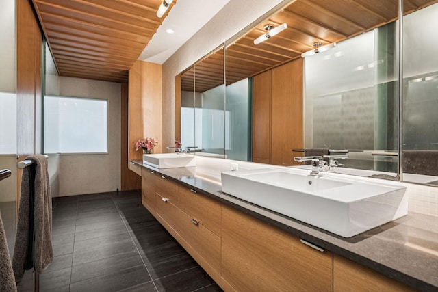 1091 Lynnwood Blvd, Nashville, TN 37215 - bathroom featuring double vanity and wood ceiling