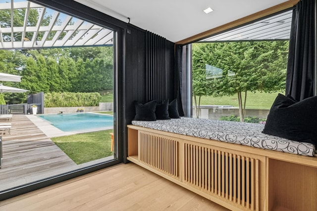 1091 Lynnwood Blvd, Nashville, TN 37215 - doorway featuring wood finished floors, floor to ceiling windows, and lofted ceiling