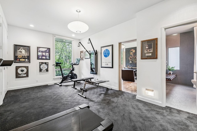 1091 Lynnwood Blvd, Nashville, TN 37215 - exercise room with dark carpet and recessed lighting