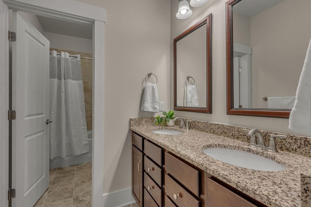 1074 Amelia Park Dr, Franklin, TN 37067 - full bath featuring double vanity and shower / bath combo with shower curtain