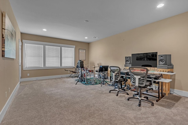 1074 Amelia Park Dr, Franklin, TN 37067 - recreation room with carpet flooring, an office area, and recessed lighting