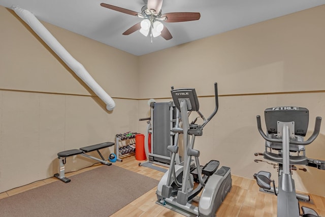 1074 Amelia Park Dr, Franklin, TN 37067 - workout area with ceiling fan and wood finished floors