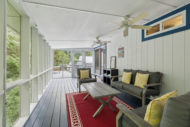 617 Still Point Rd, Smithville, TN 37166 - sunroom / solarium featuring an outdoor living space and a ceiling fan