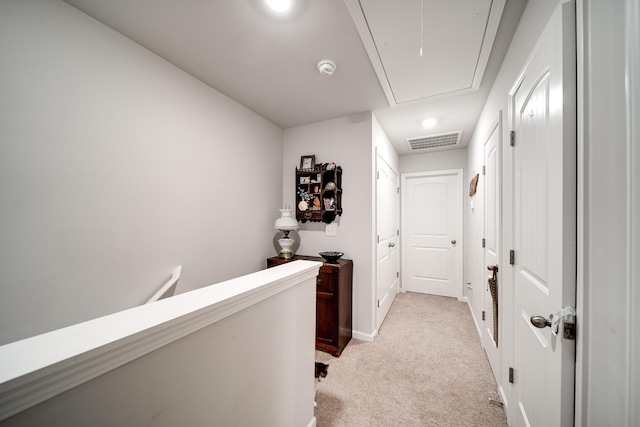 701 Dallas Dr, Columbia, TN 38401 - corridor with attic access, an upstairs landing, and light carpet