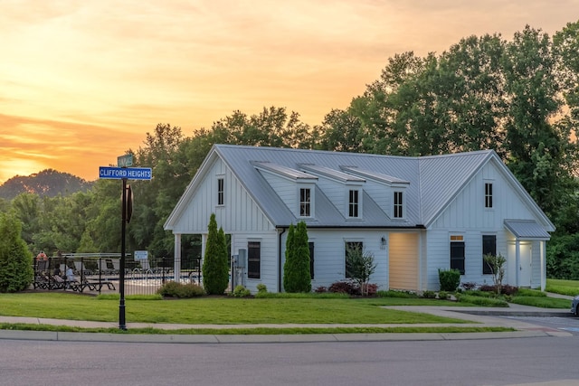 701 Dallas Dr, Columbia, TN 38401 - modern farmhouse style home with board and batten siding, a metal roof, and a standing seam roof