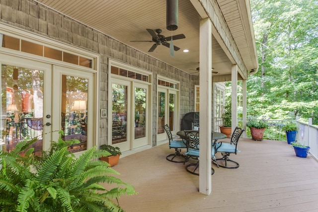 90 Grandview Lake Rd, Estill Springs, TN 37330 - wooden terrace with a ceiling fan and outdoor dining area