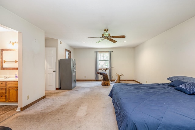 5141 Tranham Rd, Whites Creek, TN 37189 - bedroom featuring light carpet, a ceiling fan, and connected bathroom
