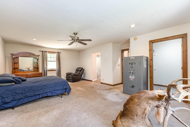 5141 Tranham Rd, Whites Creek, TN 37189 - bedroom with light colored carpet, a ceiling fan, and recessed lighting