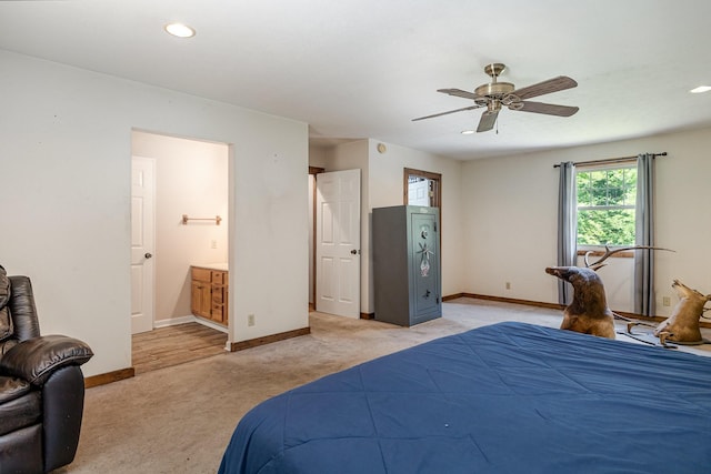 5141 Tranham Rd, Whites Creek, TN 37189 - bedroom featuring light colored carpet, ensuite bathroom, recessed lighting, and ceiling fan