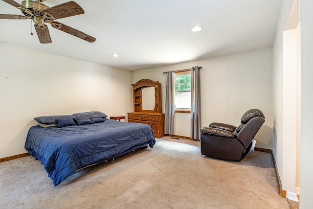 5141 Tranham Rd, Whites Creek, TN 37189 - bedroom with light carpet, recessed lighting, and ceiling fan