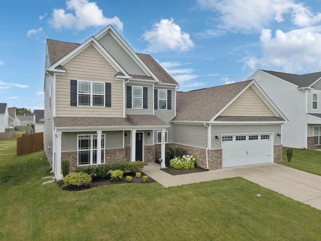 9007 Outpost Dr, Spring Hill, TN 37174 - craftsman house with brick siding, a shingled roof, concrete driveway, and an attached garage