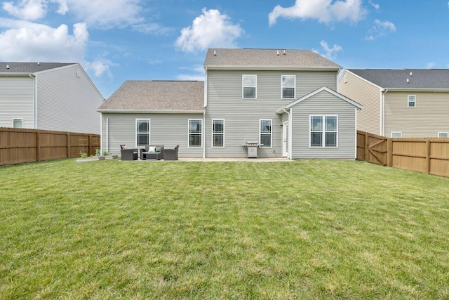 9007 Outpost Dr, Spring Hill, TN 37174 - back of house featuring a fenced backyard, a patio, and outdoor lounge area