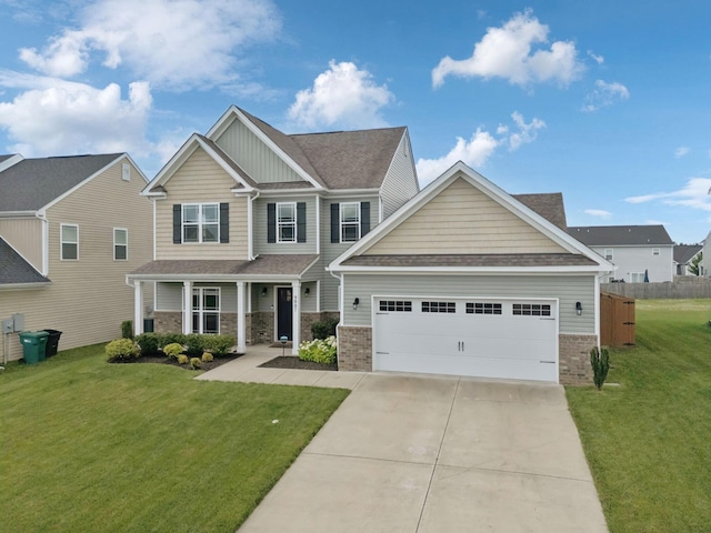 9007 Outpost Dr, Spring Hill, TN 37174 - craftsman house featuring brick siding, an attached garage, driveway, and a porch