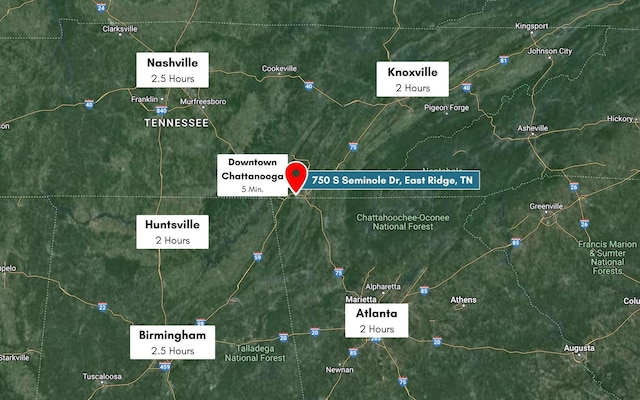 750 S Seminole Dr, Chattanooga, TN 37412 - aerial overview of property's location