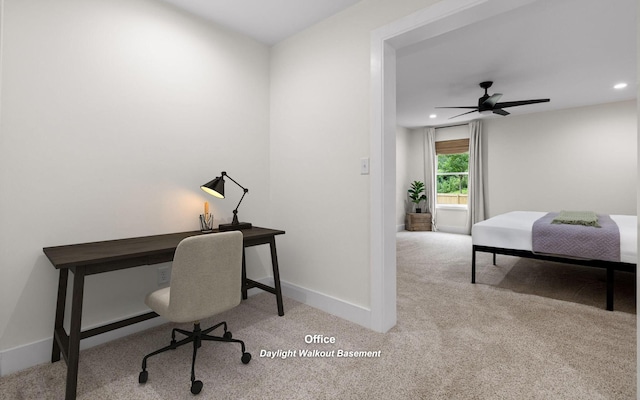 750 S Seminole Dr, Chattanooga, TN 37412 - home office with carpet floors, recessed lighting, and ceiling fan