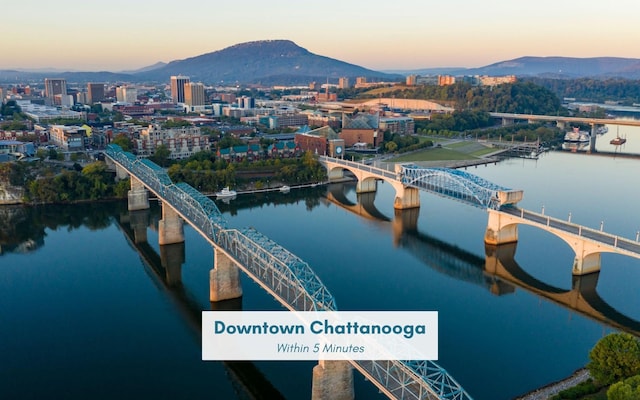 750 S Seminole Dr, Chattanooga, TN 37412 - aerial view at dusk of a notable bridge, a water and mountain view, and a city view