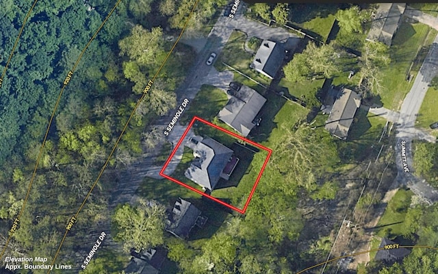 750 S Seminole Dr, Chattanooga, TN 37412 - aerial view of property's location featuring property parcel outlined