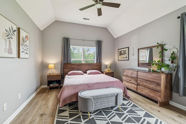 3022 Honeysuckle Dr, Spring Hill, TN 37174 - bedroom with light wood-style floors, lofted ceiling, and a ceiling fan