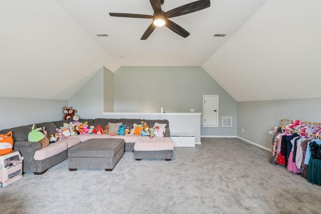 3022 Honeysuckle Dr, Spring Hill, TN 37174 - carpeted living room with ceiling fan and lofted ceiling