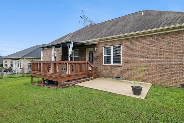 3022 Honeysuckle Dr, Spring Hill, TN 37174 - rear view of property featuring brick siding, roof with shingles, a patio area, and a deck