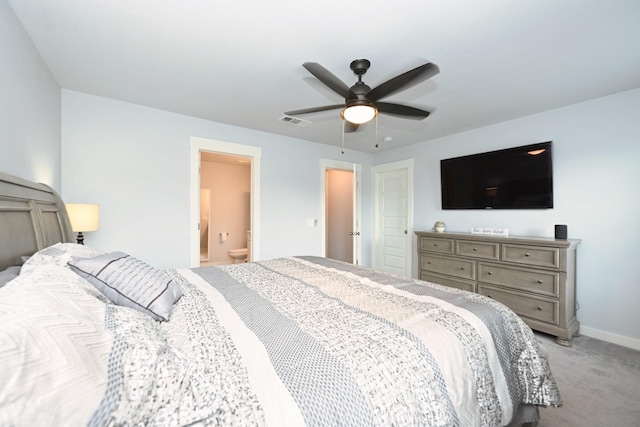 2004 Hardwick Ln, Gallatin, TN 37066 - bedroom with light carpet, a ceiling fan, and ensuite bath