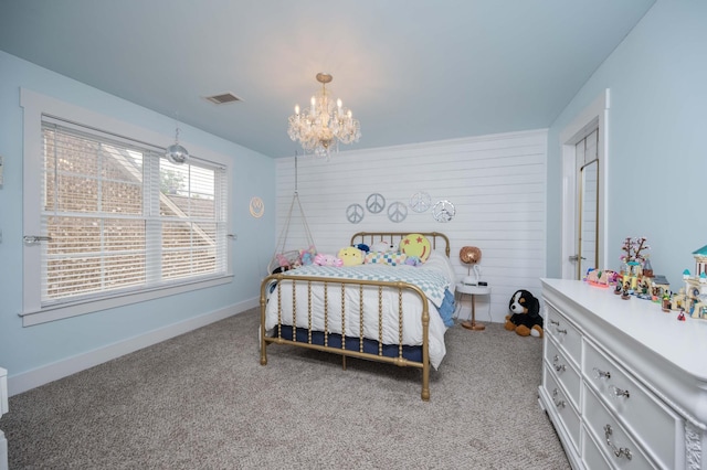 1241 Hensfield Dr, Murfreesboro, TN 37128 - bedroom featuring a chandelier and light colored carpet