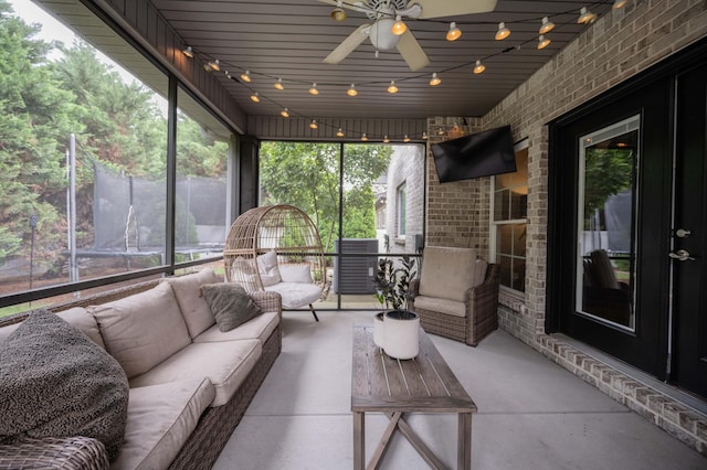 1241 Hensfield Dr, Murfreesboro, TN 37128 - sunroom with outdoor lounge area and ceiling fan