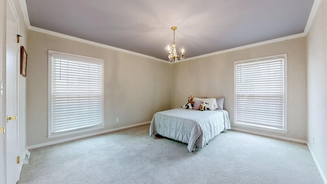 400 Westland Dr, Lebanon, TN 37087 - bedroom with a chandelier, carpet, ornamental molding, and multiple windows