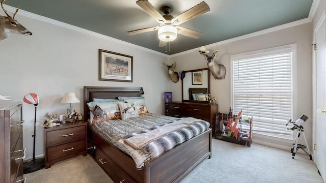 400 Westland Dr, Lebanon, TN 37087 - bedroom featuring light carpet, crown molding, and a ceiling fan