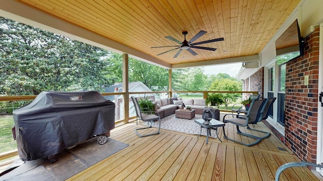 400 Westland Dr, Lebanon, TN 37087 - wooden deck featuring outdoor lounge area, a grill, and ceiling fan