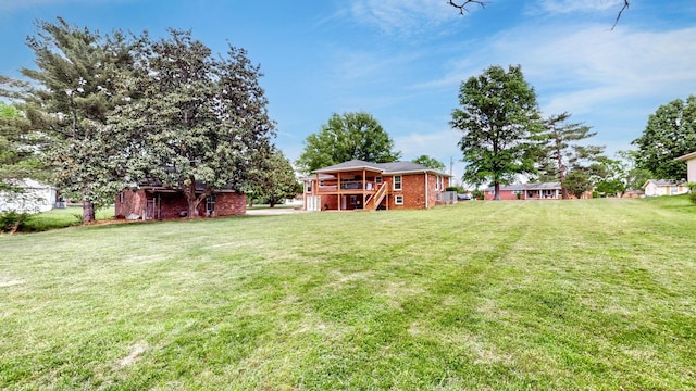 400 Westland Dr, Lebanon, TN 37087 - view of grassy yard with stairs and a deck