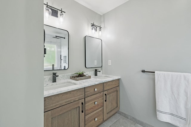 4012 Amber Way, Spring Hill, TN 37174 - full bathroom with double vanity, tile patterned floors, and a shower with door