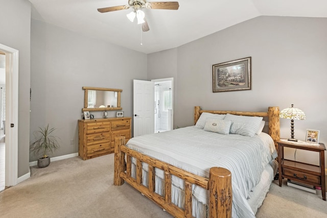 4012 Amber Way, Spring Hill, TN 37174 - bedroom with light colored carpet, vaulted ceiling, and ceiling fan