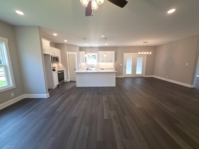 280 Turkey Crossing Ct, Clarksville, TN 37043 - unfurnished living room featuring ceiling fan, dark wood-type flooring, and recessed lighting