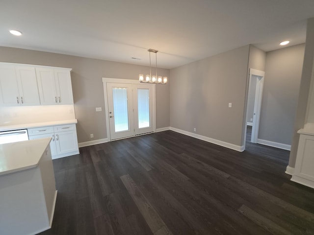 280 Turkey Crossing Ct, Clarksville, TN 37043 - unfurnished dining area with dark wood-style flooring, a chandelier, and recessed lighting