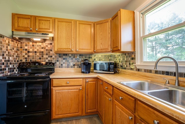 613 Hillsboro Rd Unit D27, Franklin, TN 37064 - kitchen with black range with electric stovetop, under cabinet range hood, stainless steel microwave, and light countertops