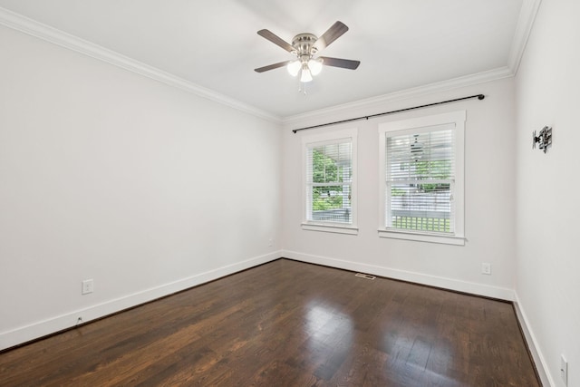 4704B Michigan Ave, Nashville, TN 37209 - spare room featuring ornamental molding, dark wood finished floors, and ceiling fan