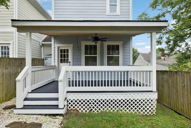4704B Michigan Ave, Nashville, TN 37209 - property entrance featuring a ceiling fan and a wooden deck