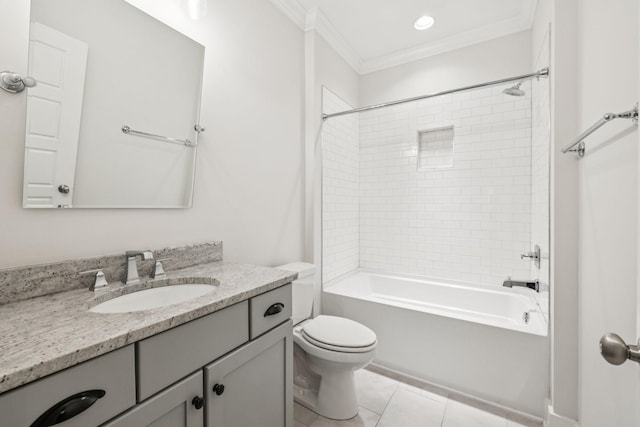 4704B Michigan Ave, Nashville, TN 37209 - full bath with vanity, ornamental molding, shower / tub combination, and tile patterned flooring