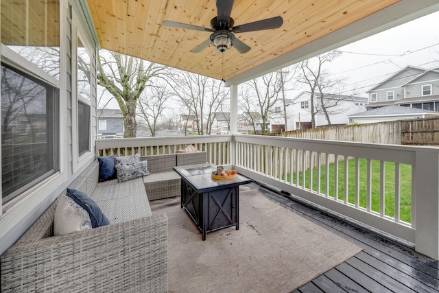 4704B Michigan Ave, Nashville, TN 37209 - wooden deck featuring an outdoor hangout area and a ceiling fan